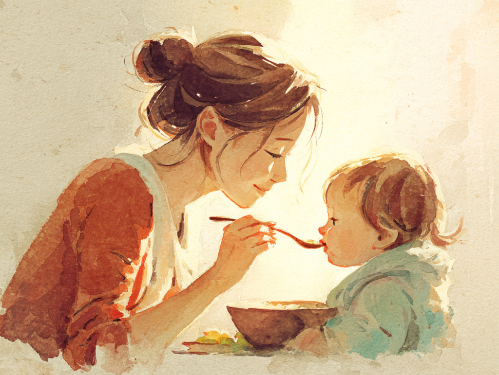 mother feeding a baby